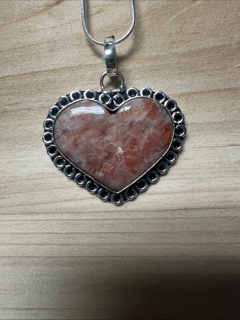 Heart-Shaped Sunstone Pendant Necklace